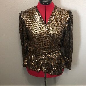 Vintage Carricks cocktail jacket Women's S halloween peplum wrap around party